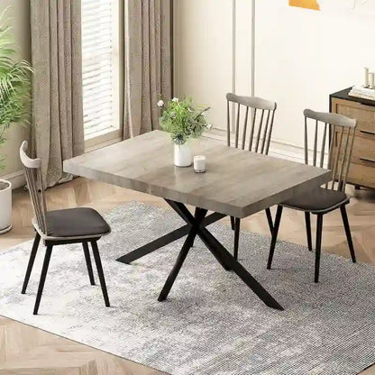 Retro Rectangular Extendable Dining Table with Storage Box