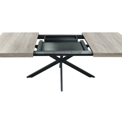 Retro Rectangular Extendable Dining Table with Storage Box
