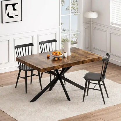 Retro Rectangular Extendable Dining Table with Storage Box