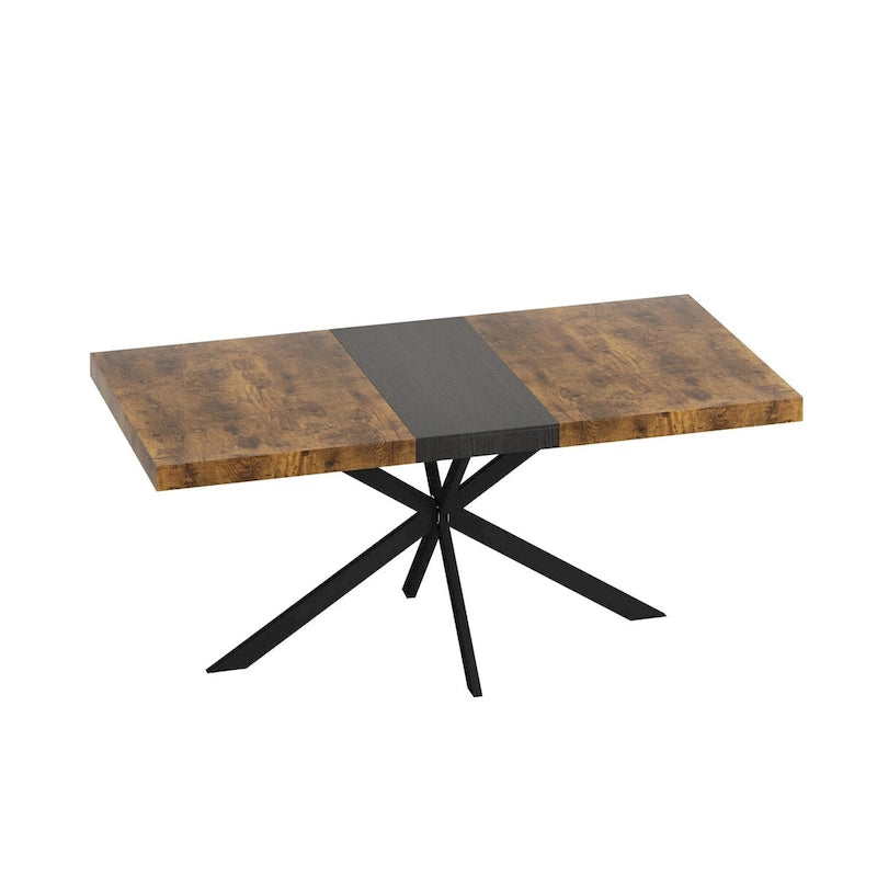 Retro Rectangular Extendable Dining Table with Storage Box