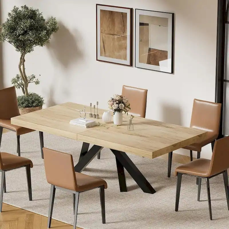 63-79 Extendable Dining Room Table for 6 8, Modern Kitchen Table