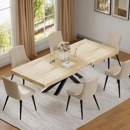63-79 Extendable Dining Room Table for 6 8, Modern Kitchen Table