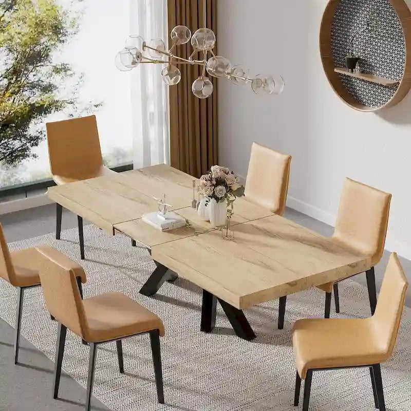 63-79 Extendable Dining Room Table for 6 8, Modern Kitchen Table