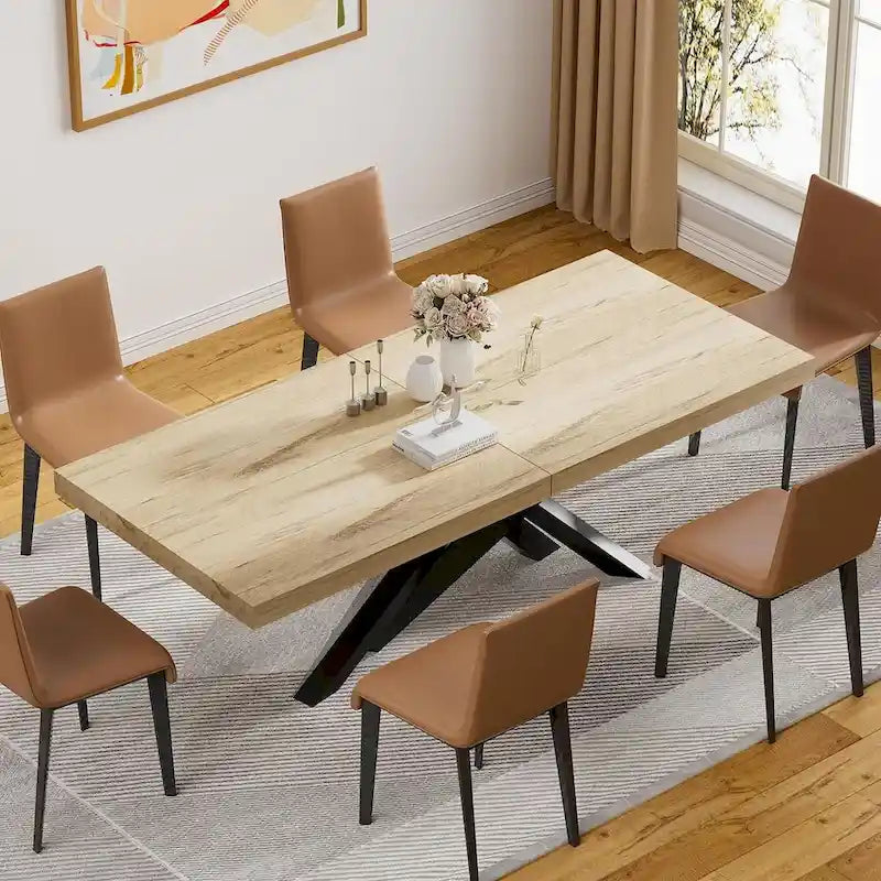 63-79 Extendable Dining Room Table for 6 8, Modern Kitchen Table