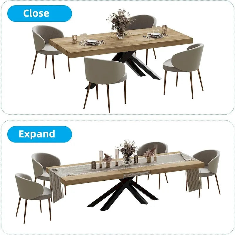 63-79 Extendable Dining Room Table for 6 8, Modern Kitchen Table