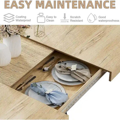 63-79 Extendable Dining Room Table for 6 8, Modern Kitchen Table