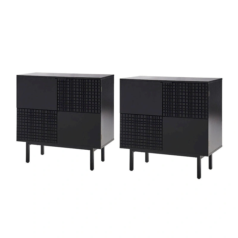 Arnold Modern 30Tall 2 Door Accent Cabinet with Metal Leg Set of 2by HULALA HOME