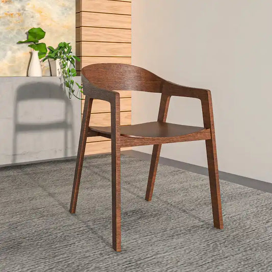 Rivo Modern Accent Dining Chairs with Arms in Oak Wood for Dining Room, Living Room and Kitchen