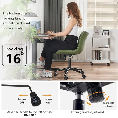 Ergonomic Office Chair Swivel Armless Desk Chair with Wheels