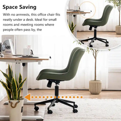 Ergonomic Office Chair Swivel Armless Desk Chair with Wheels