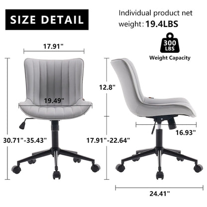 Ergonomic Office Chair Swivel Armless Desk Chair with Wheels