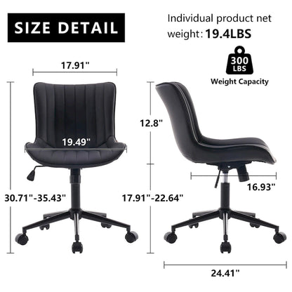 Ergonomic Office Chair Swivel Armless Desk Chair with Wheels