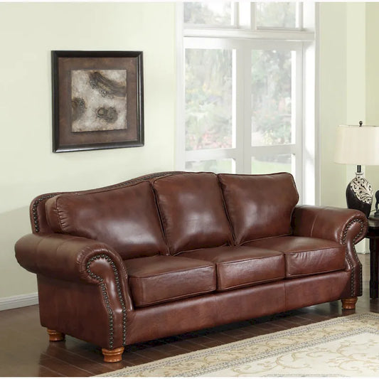 Brandon Distressed Whiskey Brown Top Grain Leather Sofa