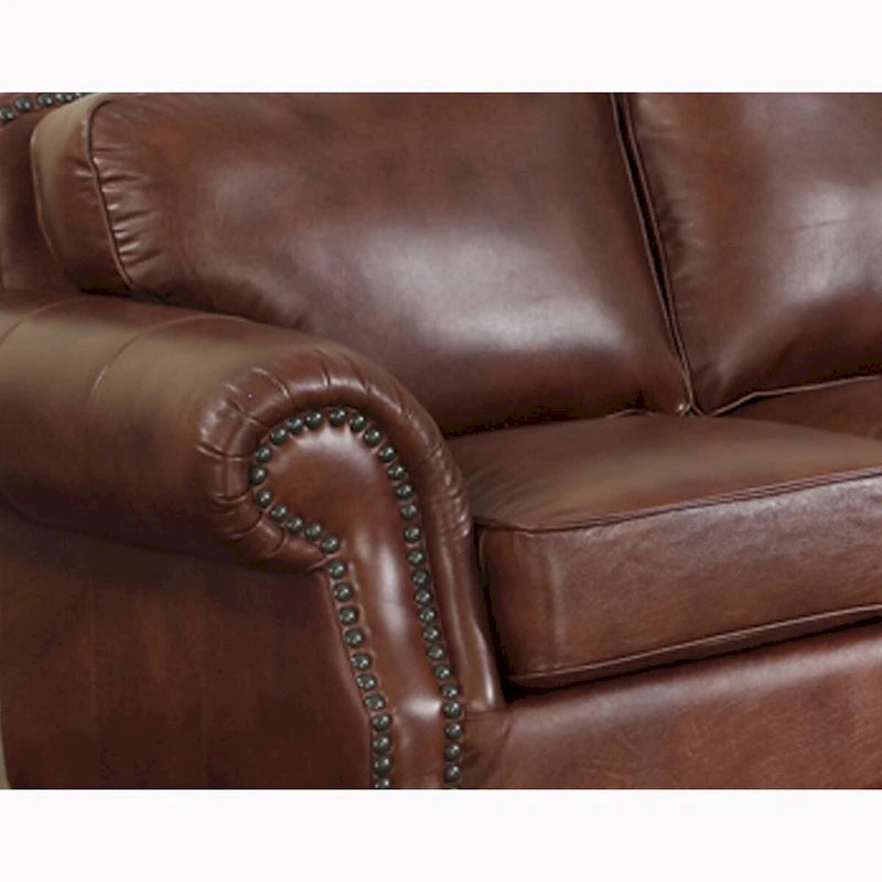 Brandon Distressed Whiskey Brown Top Grain Leather Sofa