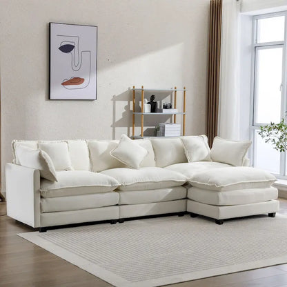 L-Shape Chenille Upholstered Sofa with Ottoman by Harper&Bright Designs
