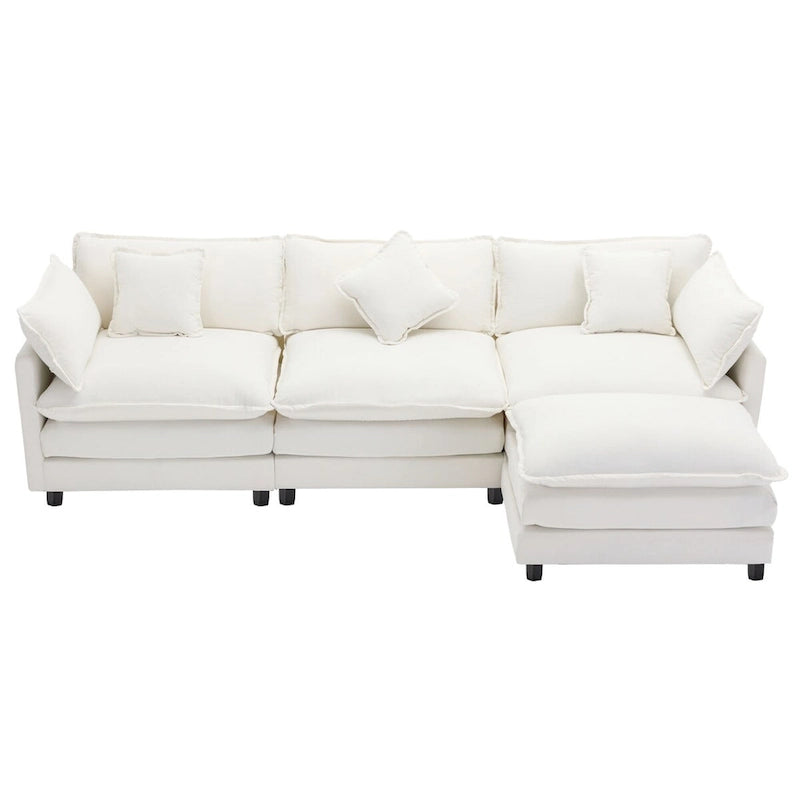 L-Shape Chenille Upholstered Sofa with Ottoman by Harper&Bright Designs