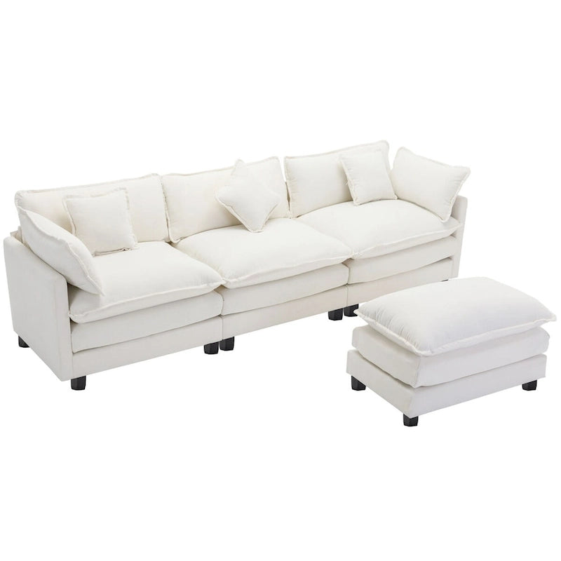 L-Shape Chenille Upholstered Sofa with Ottoman by Harper&Bright Designs