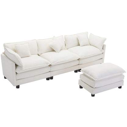 L-Shape Chenille Upholstered Sofa with Ottoman by Harper&Bright Designs