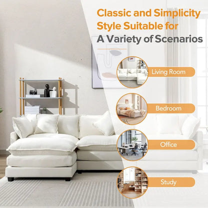 L-Shape Chenille Upholstered Sofa with Ottoman by Harper&Bright Designs