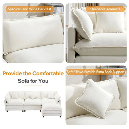 L-Shape Chenille Upholstered Sofa with Ottoman by Harper&Bright Designs