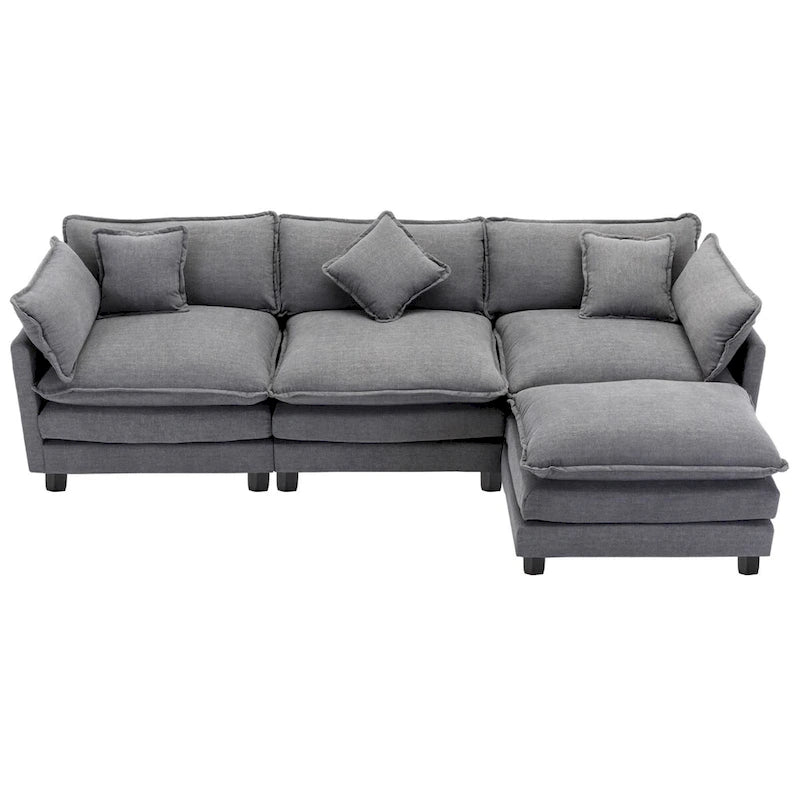 L-Shape Chenille Upholstered Sofa with Ottoman by Harper&Bright Designs