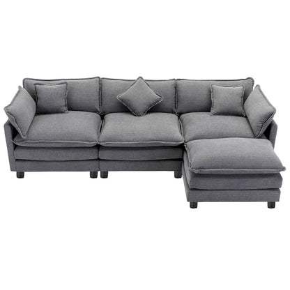 L-Shape Chenille Upholstered Sofa with Ottoman by Harper&Bright Designs