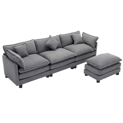 L-Shape Chenille Upholstered Sofa with Ottoman by Harper&Bright Designs