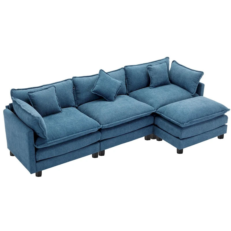 L-Shape Chenille Upholstered Sofa with Ottoman by Harper&Bright Designs