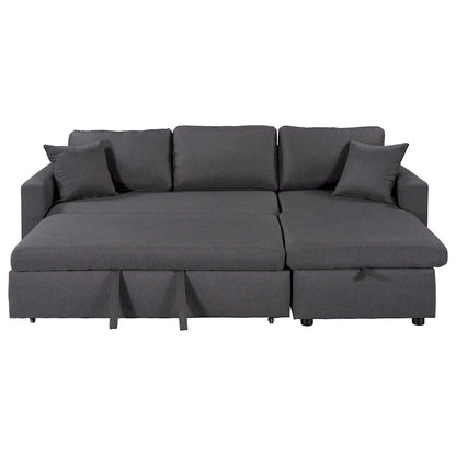 Upholstery Sleeper Sectional Sofa with Storage Space and 2 Tossing Cushions