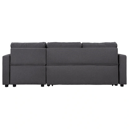 Upholstery Sleeper Sectional Sofa with Storage Space and 2 Tossing Cushions