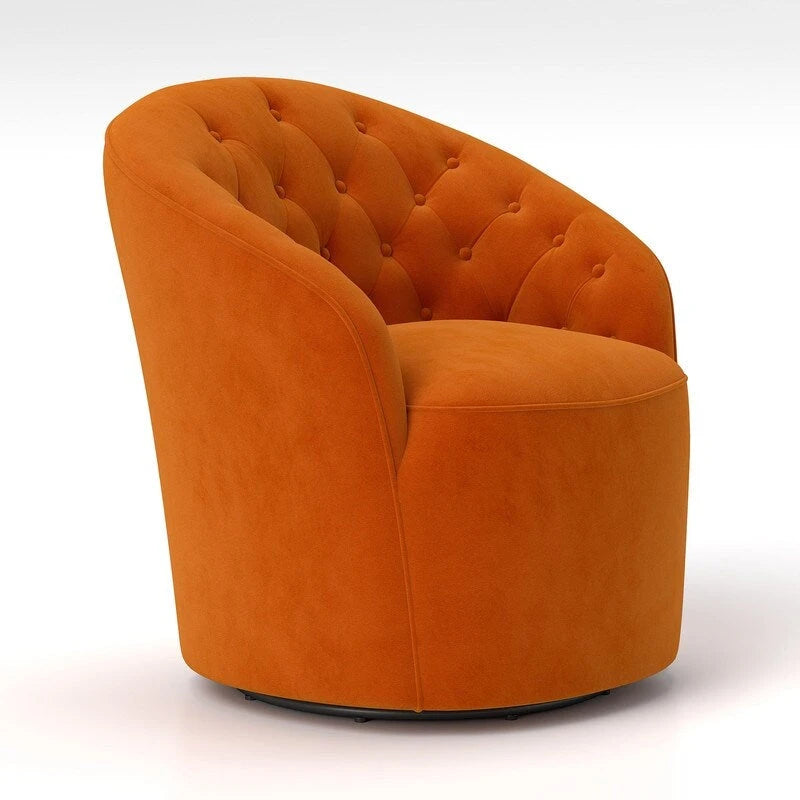 SEYNAR Modern Velvet Upholstered 360 Degree Swivel Barrel Chair with Button Tufted Back Set of 2