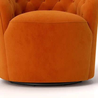SEYNAR Modern Velvet Upholstered 360 Degree Swivel Barrel Chair with Button Tufted Back Set of 2