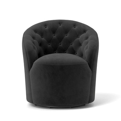 SEYNAR Modern Velvet Upholstered 360 Degree Swivel Barrel Chair with Button Tufted Back Set of 2