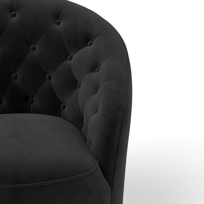 SEYNAR Modern Velvet Upholstered 360 Degree Swivel Barrel Chair with Button Tufted Back Set of 2