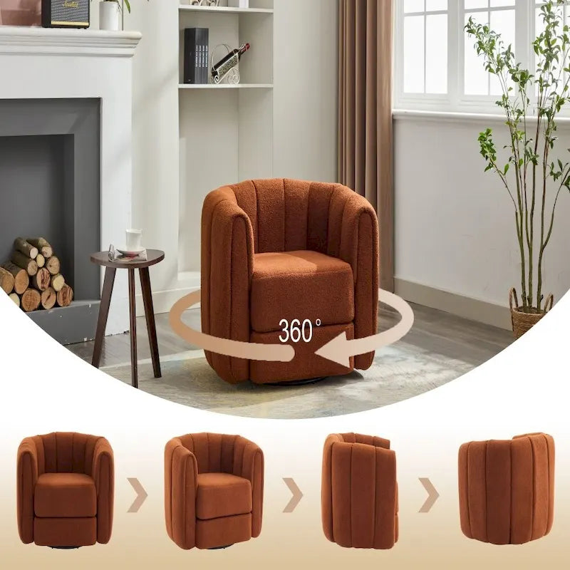 Swivel Accent Barrel Chair, Modern Round Armchairs with Upholstered, Comfy Swivel Accent Chair