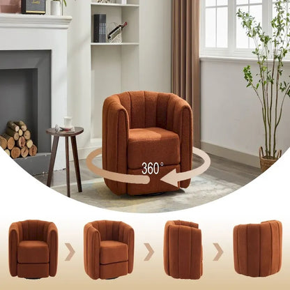 Swivel Accent Barrel Chair, Modern Round Armchairs with Upholstered, Comfy Swivel Accent Chair