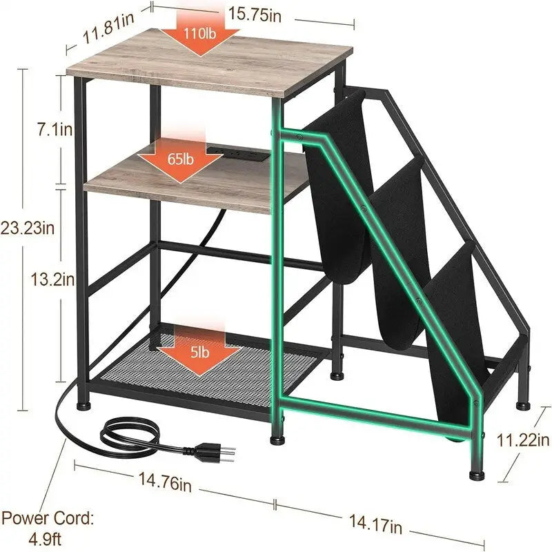 Record Player Stand with Charging Station