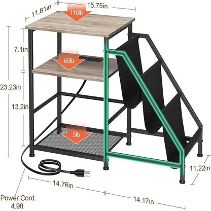 Record Player Stand with Charging Station