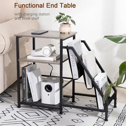 Record Player Stand with Charging Station