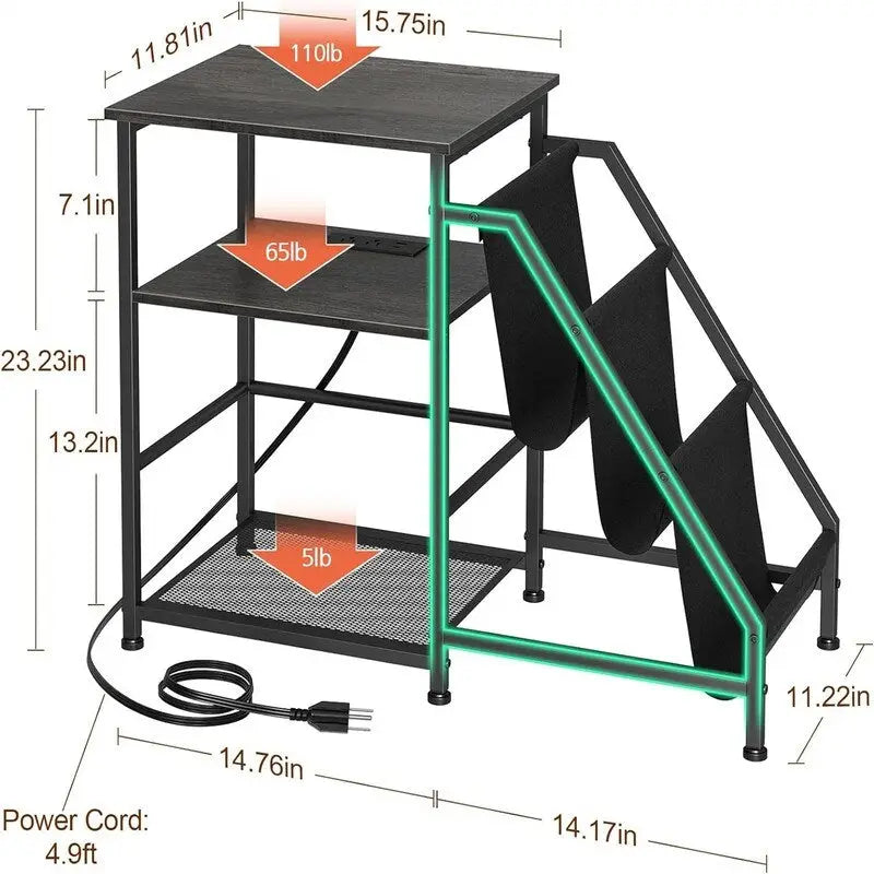 Record Player Stand with Charging Station