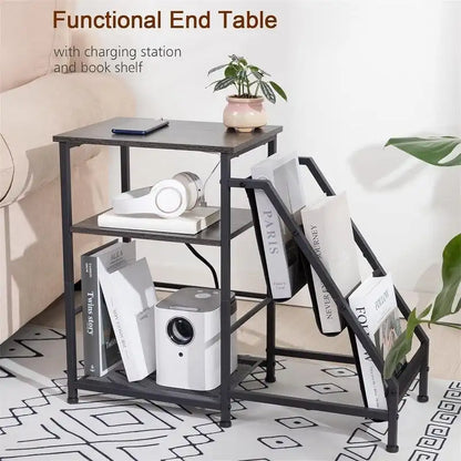 Record Player Stand with Charging Station