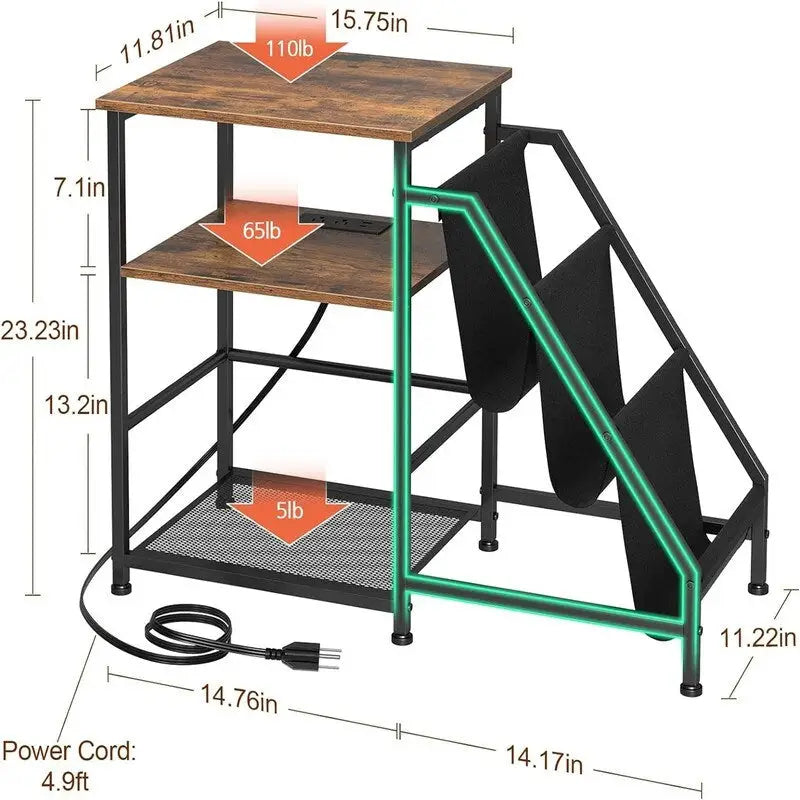 Record Player Stand with Charging Station