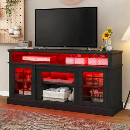 Moasis TV Stand for TVs up to 75 LED Entertainment Center Media Console with Glass Doors