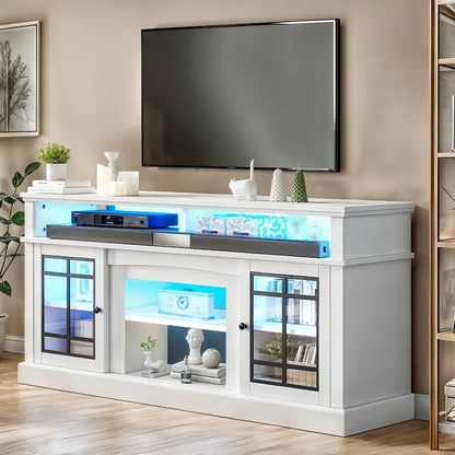 Moasis TV Stand for TVs up to 75 LED Entertainment Center Media Console with Glass Doors