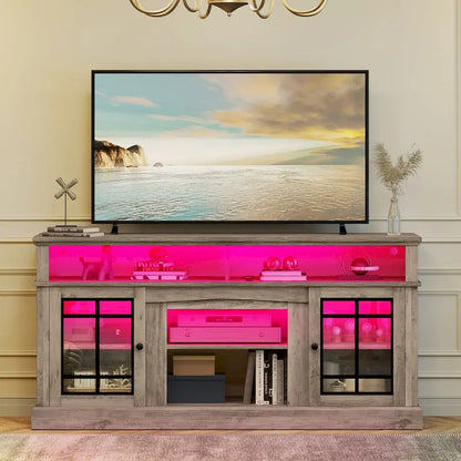 Moasis TV Stand for TVs up to 75 LED Entertainment Center Media Console with Glass Doors