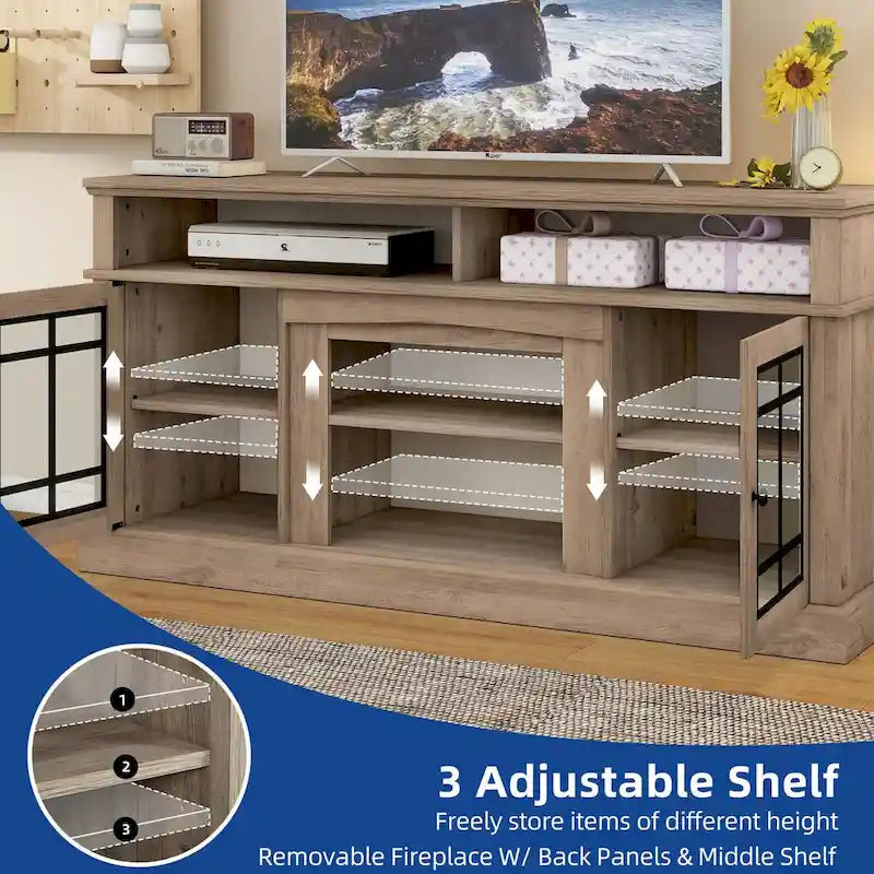 Moasis TV Stand for TVs up to 75 LED Entertainment Center Media Console with Glass Doors