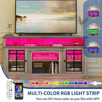 Moasis TV Stand for TVs up to 75 LED Entertainment Center Media Console with Glass Doors