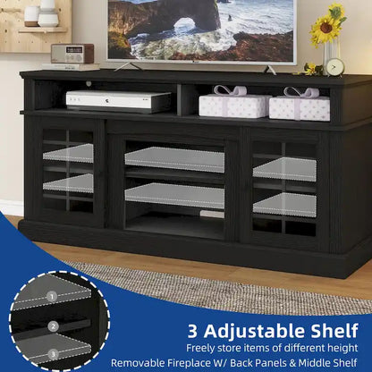 Moasis TV Stand for TVs up to 75 LED Entertainment Center Media Console with Glass Doors