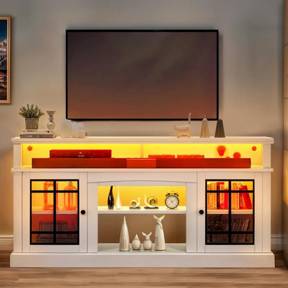 Moasis TV Stand for TVs up to 75 LED Entertainment Center Media Console with Glass Doors