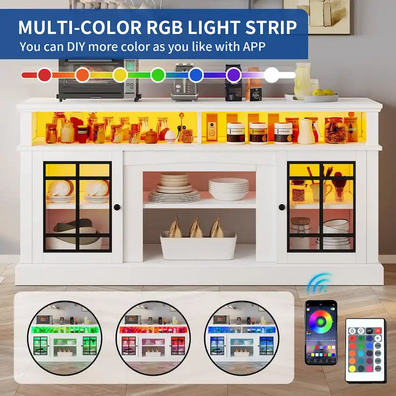 Moasis TV Stand for TVs up to 75 LED Entertainment Center Media Console with Glass Doors